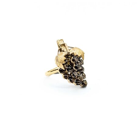 Ring Grape Motif 3.00ctw Black Star Sapphire 14ky 16.5x30mm Sz8.5 6.93g 225040006