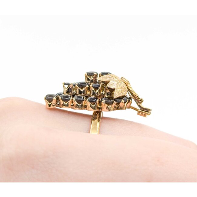 Ring Grape Motif 3.00ctw Black Star Sapphire 14ky 16.5x30mm Sz8.5 6.93g 225040006