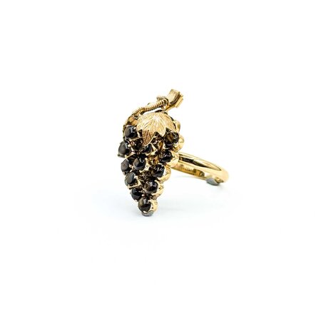 Ring Grape Motif 3.00ctw Black Star Sapphire 14ky 16.5x30mm Sz8.5 6.93g 225040006