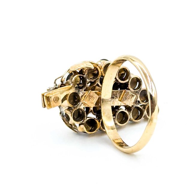 Ring Grape Motif 3.00ctw Black Star Sapphire 14ky 16.5x30mm Sz8.5 6.93g 225040006