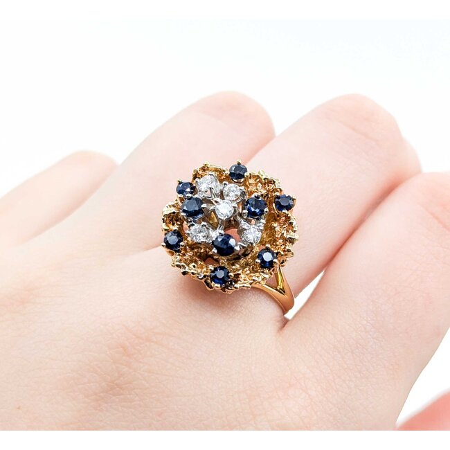 Ring Vintage .25ctw Round Diamonds .54ctw Sapphire 14ky 18.5mm Sz8 8.21g 225040003
