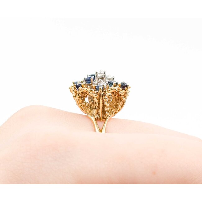 Ring Vintage .25ctw Round Diamonds .54ctw Sapphire 14ky 18.5mm Sz8 8.21g 225040003