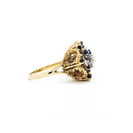 Ring Vintage .25ctw Round Diamonds .54ctw Sapphire 14ky 18.5mm Sz8 8.21g 225040003