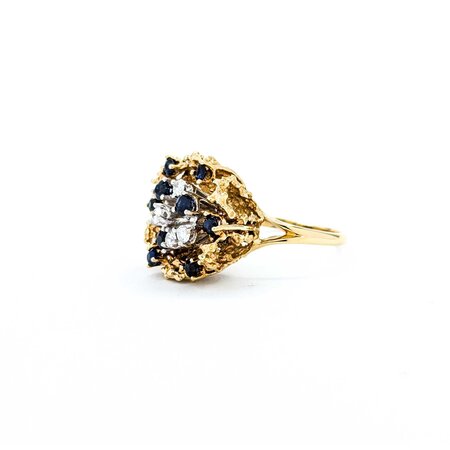 Ring Vintage .25ctw Round Diamonds .54ctw Sapphire 14ky 18.5mm Sz8 8.21g 225040003