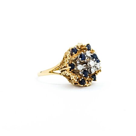 Ring Vintage .25ctw Round Diamonds .54ctw Sapphire 14ky 18.5mm Sz8 8.21g 225040003