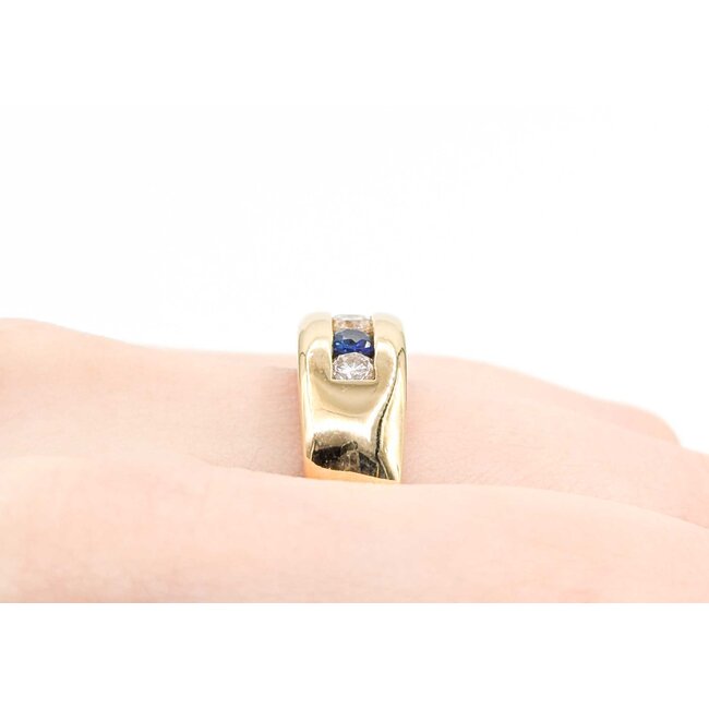 Ring Channel .45ctw Round Diamonds .44ctw Sapphire 14ky Sz9.5 12.41g 125040004
