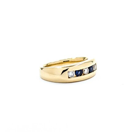 Ring Channel .45ctw Round Diamonds .44ctw Sapphire 14ky Sz9.5 12.41g 125040004
