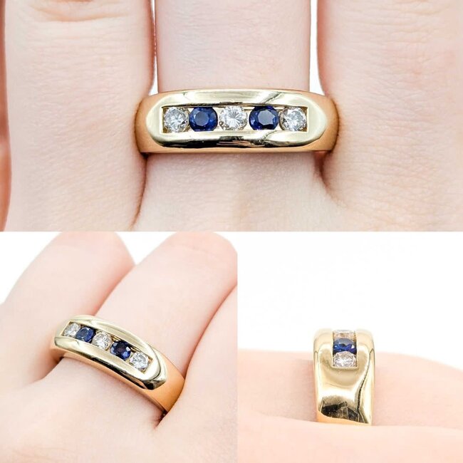 Ring Channel .45ctw Round Diamonds .44ctw Sapphire 14ky Sz9.5 12.41g 125040004