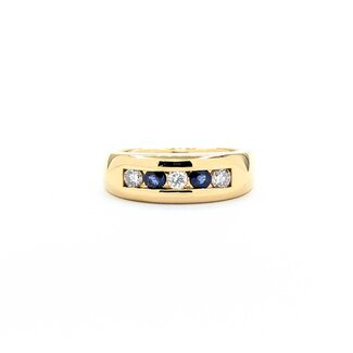 Ring Channel .45ctw Round Diamonds .44ctw Sapphire 14ky Sz9.5 12.41g 125040004