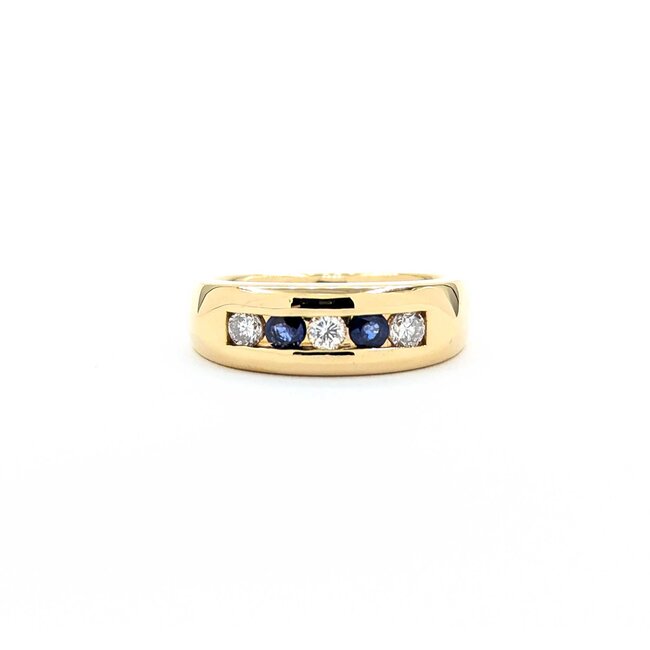 Ring Channel .45ctw Round Diamonds .44ctw Sapphire 14ky Sz9.5 12.41g 125040004