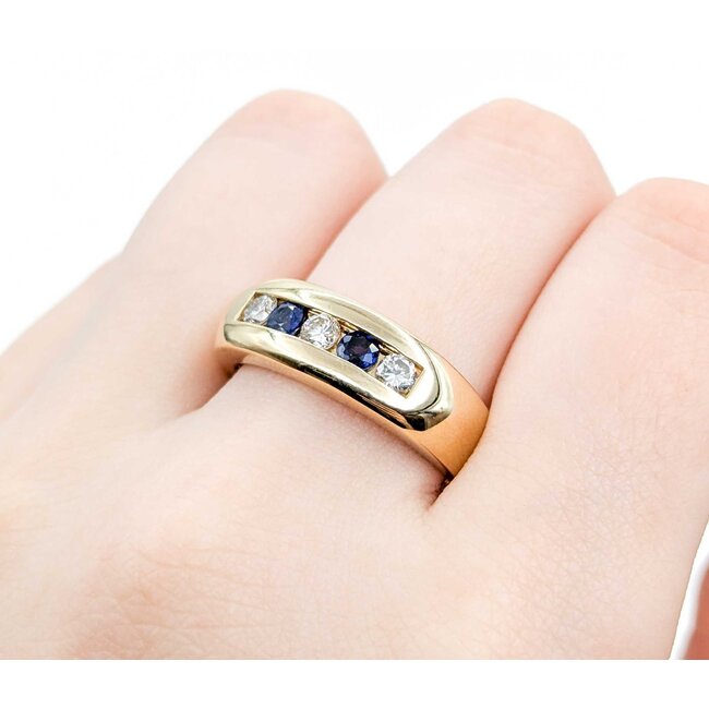 Ring Channel .45ctw Round Diamonds .44ctw Sapphire 14ky Sz9.5 12.41g 125040004