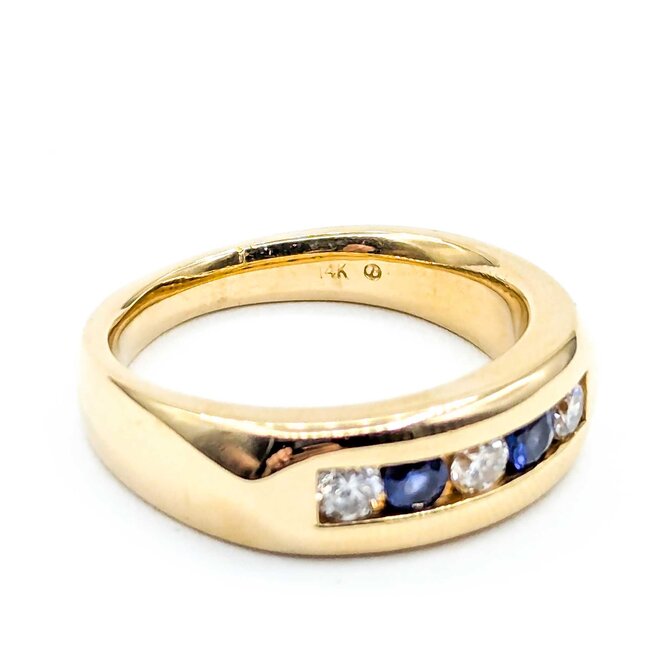 Ring Channel .45ctw Round Diamonds .44ctw Sapphire 14ky Sz9.5 12.41g 125040004