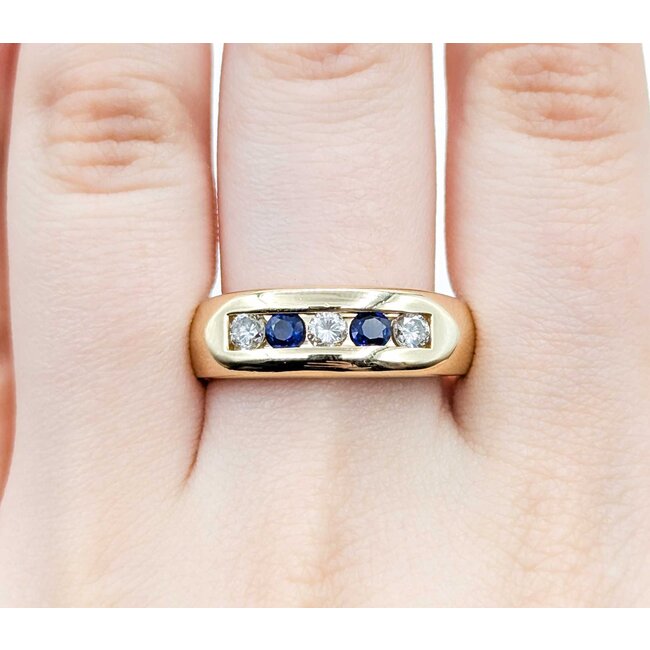 Ring Channel .45ctw Round Diamonds .44ctw Sapphire 14ky Sz9.5 12.41g 125040004