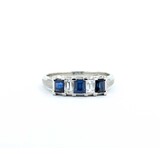  Ring 5-Stone 0.23ctw Baguette Diamonds .65ct Blue Sapphire 900pt 4.7mm sz6 5.07g 125030059