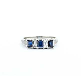 Ring 5-Stone 0.23ctw Baguette Diamonds .65ct Blue Sapphire 900pt 4.7mm sz6 5.07g 125030059