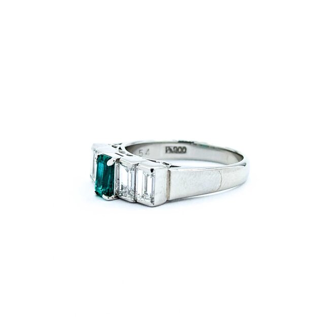 Ring Step 1.20ctw Baguette Diamonds .54ct Emerald 900pt 6mm sz6 5.92g 125030078
