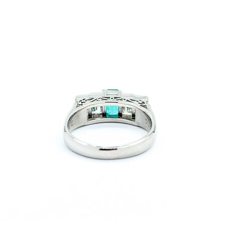 Ring Step 1.20ctw Baguette Diamonds .54ct Emerald 900pt 6mm sz6 5.92g 125030078