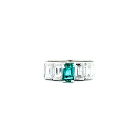 Ring Step 1.20ctw Baguette Diamonds .54ct Emerald 900pt 6mm sz6 5.92g 125030078