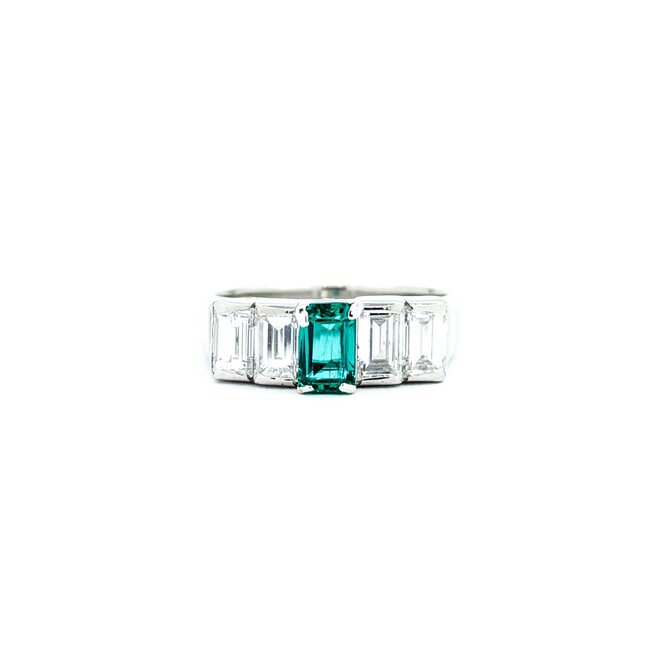Ring Step 1.20ctw Baguette Diamonds .54ct Emerald 900pt 6mm sz6 5.92g 125030078