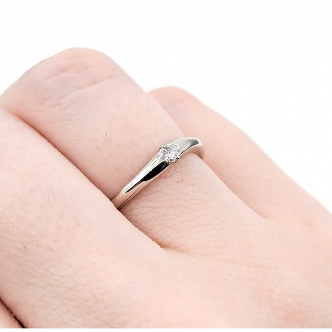 Ring Burnished 0.07ct Round Diamonds 900pt 2.6mm sz5 2.6g 125030060