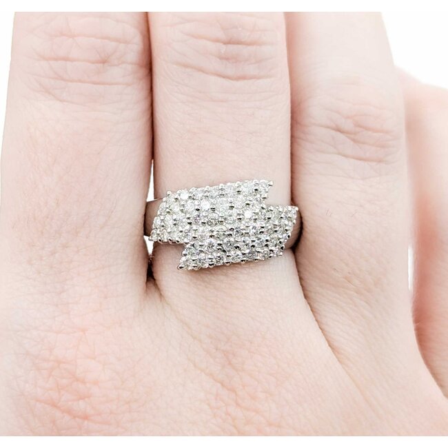 Ring Pave 1.00ctw Round Diamonds 14kw sz8.5 3.52g 125030052