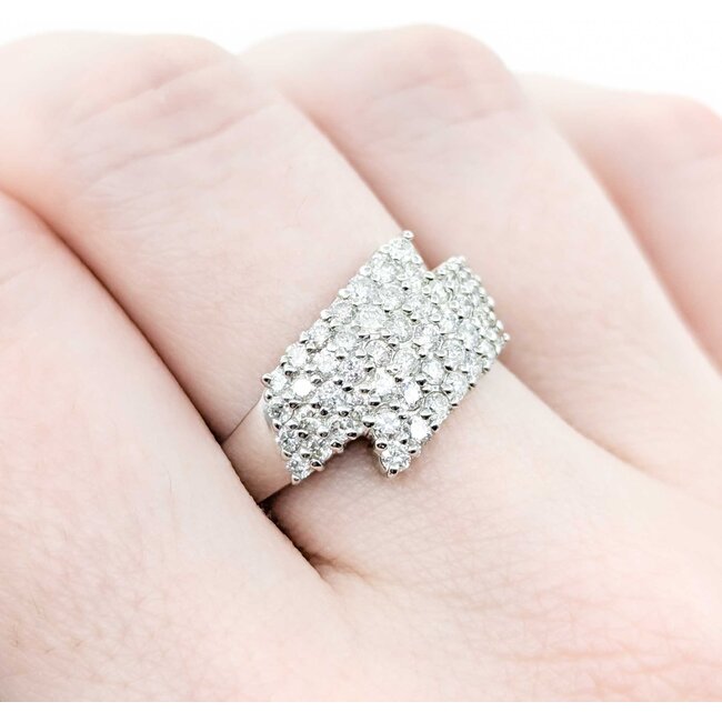 Ring Pave 1.00ctw Round Diamonds 14kw sz8.5 3.52g 125030052