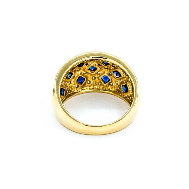 Ring Woven 0.21ctw Round Diamonds 1.00ct Blue Cabochon Sapphire 18ky 12mm sz5.75 6.82g 125030077