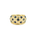  Ring Woven 0.21ctw Round Diamonds 1.00ct Blue Cabochon Sapphire 18ky 12mm sz5.75 6.82g 125030077