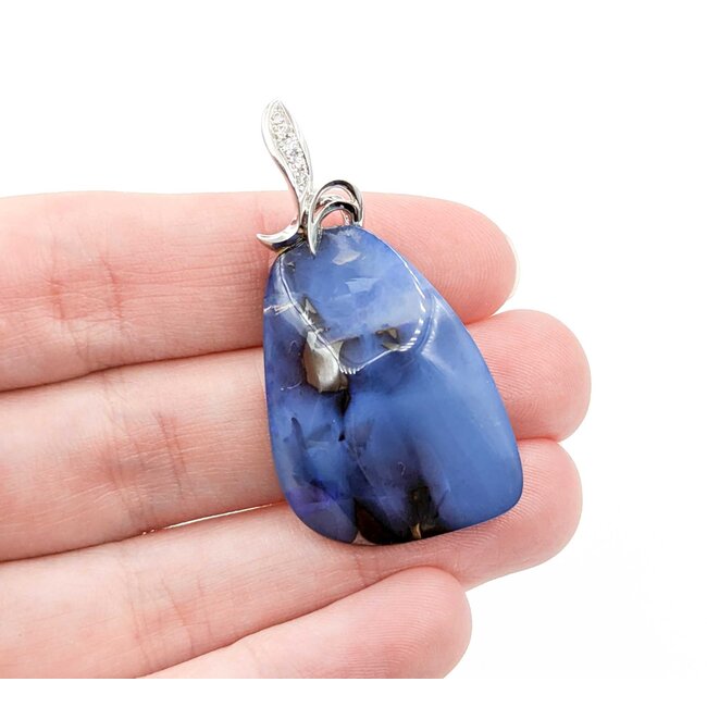Pendant 0.07ctw Round Diamonds 42.11ct Australian Boulder Opal 18kw 10.57g 125030056