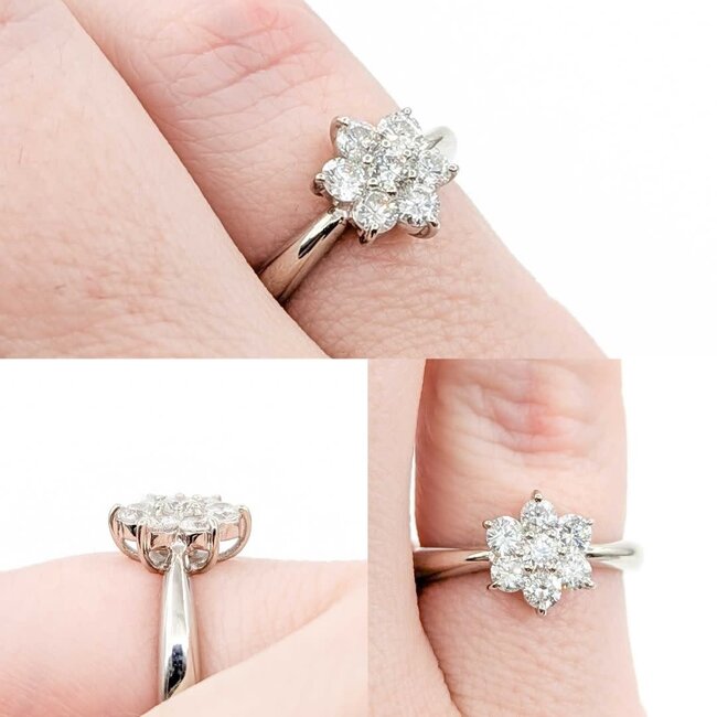 Ring 7-Stone Flower 0.50ctw Round Diamonds 900pt 9x8mm sz6.5 3.71g 125030072