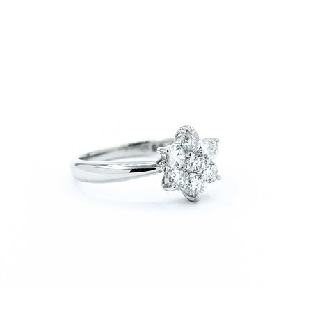 Ring 7-Stone Flower 0.50ctw Round Diamonds 900pt 9x8mm sz6.5 3.71g 125030072