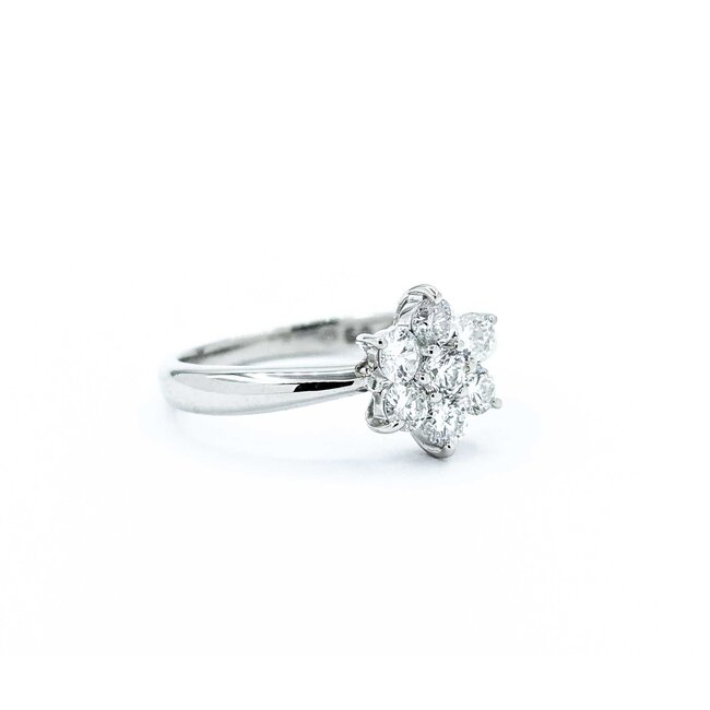 Ring 7-Stone Flower 0.50ctw Round Diamonds 900pt 9x8mm sz6.5 3.71g 125030072