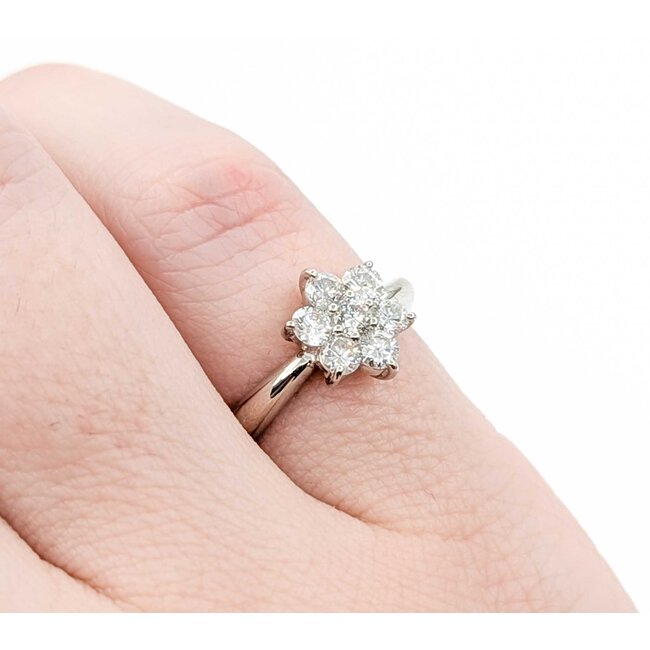 Ring 7-Stone Flower 0.50ctw Round Diamonds 900pt 9x8mm sz6.5 3.71g 125030072