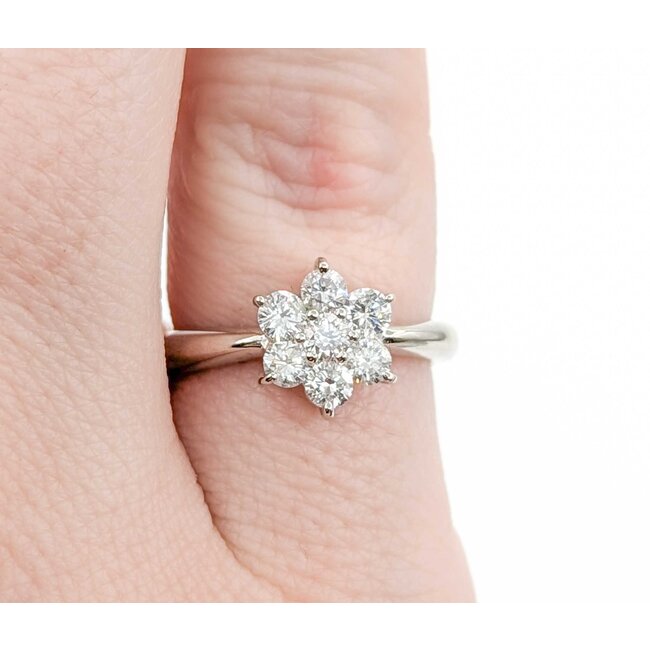 Ring 7-Stone Flower 0.50ctw Round Diamonds 900pt 9x8mm sz6.5 3.71g 125030072
