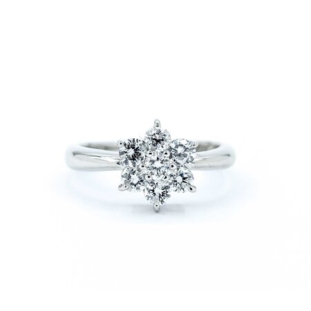 Ring 7-Stone Flower 0.50ctw Round Diamonds 900pt 9x8mm sz6.5 3.71g 125030072