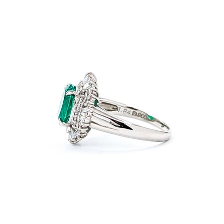 Ring Cocktail 0.59ctw Round & Baguette Diamonds 1.84ct Emerald 900pt 16x14.5mm Sz6.5 6.74g 125030066