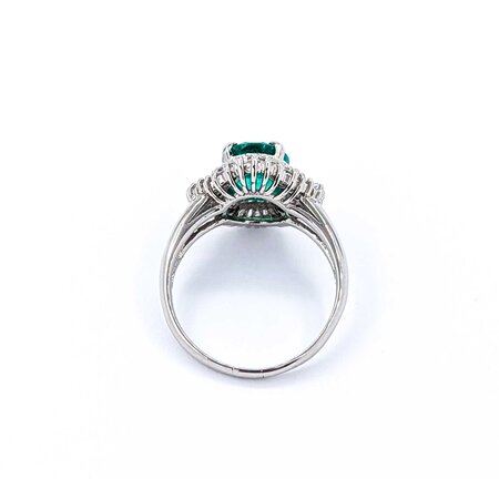 Ring Cocktail 0.59ctw Round & Baguette Diamonds 1.84ct Emerald 900pt 16x14.5mm Sz6.5 6.74g 125030066