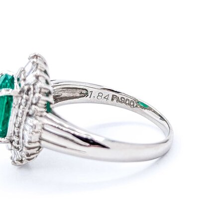 Ring Cocktail 0.59ctw Round & Baguette Diamonds 1.84ct Emerald 900pt 16x14.5mm Sz6.5 6.74g 125030066