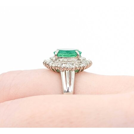 Ring Cocktail 0.59ctw Round & Baguette Diamonds 1.84ct Emerald 900pt 16x14.5mm Sz6.5 6.74g 125030066