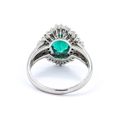 Ring Cocktail 0.59ctw Round & Baguette Diamonds 1.84ct Emerald 900pt 16x14.5mm Sz6.5 6.74g 125030066