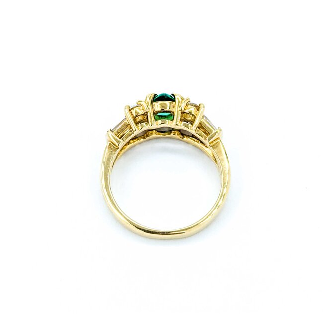 Ring 0.59ctw Round & Baguette Diamonds .46ct Emerald 18ky 5.8mm sz4.5 4.11g 125030092