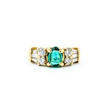  Ring 0.59ctw Round & Baguette Diamonds .46ct Emerald 18ky 5.8mm sz4.5 4.11g 125030092