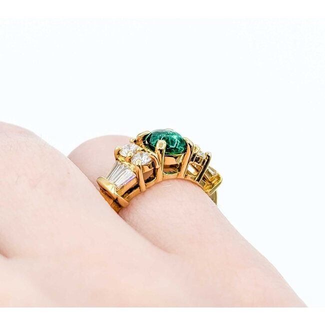 Ring 0.59ctw Round & Baguette Diamonds .46ct Emerald 18ky 5.8mm sz4.5 4.11g 125030092