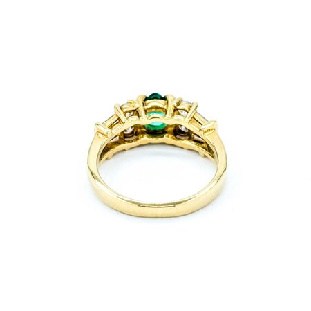 Ring 0.59ctw Round & Baguette Diamonds .46ct Emerald 18ky 5.8mm sz4.5 4.11g 125030092