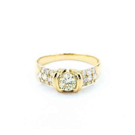 Ring Pave .35ct Round Diamond .40ctw Accent Diamonds 18ky sz6.75 3.33g 125030057