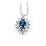 Necklace Halo .30ctw Round Diamonds 1.04ct Blue Sapphire 900pt .8mm 16" 6.49g 125030103