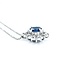 Necklace Halo .30ctw Round Diamonds 1.04ct Blue Sapphire 900pt .8mm 16" 6.49g 125030103