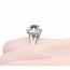 Ring Cocktail 0.54ctw Round & Baguette Diamonds 1.03ct Teal/Blue Sapphire 900pt 14.8x11.5mm sz6.25 6.35g 125030091