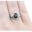 Ring Cocktail 0.54ctw Round & Baguette Diamonds 1.03ct Teal/Blue Sapphire 900pt 14.8x11.5mm sz6.25 6.35g 125030091