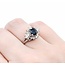 Ring Cocktail 0.54ctw Round & Baguette Diamonds 1.03ct Teal/Blue Sapphire 900pt 14.8x11.5mm sz6.25 6.35g 125030091